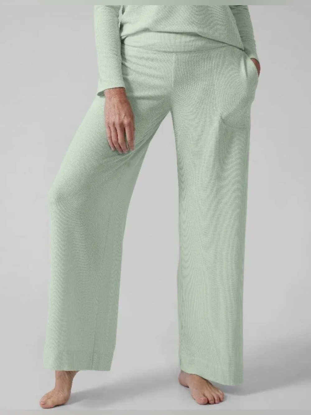 ATHLETA Wind Down Sleep Wide Leg Pant | Waffle knit | Mint
